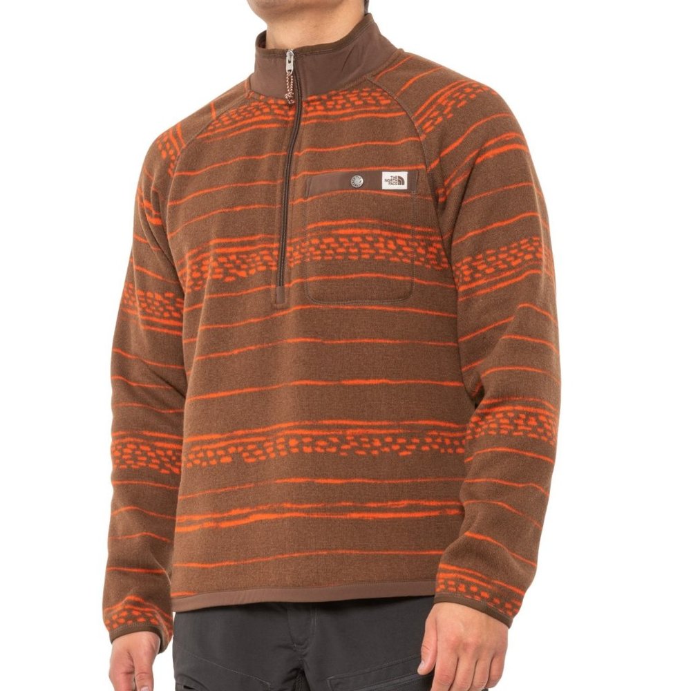 🧡🤎NWT The North Face Printed  Gordon Lyons Sweatshirt ZIP Neck-Men- S